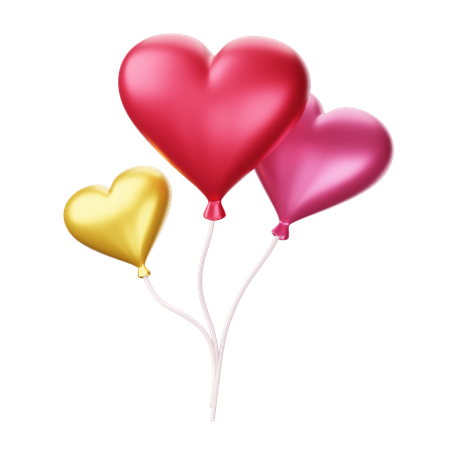 Heart Shaped Balloons  3D Icon
