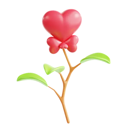 Heart Shaped Flower  3D Icon