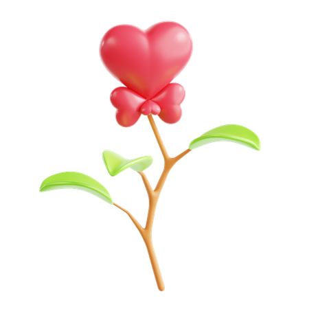 Heart Shaped Flower  3D Icon