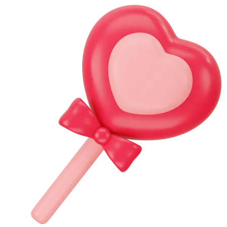 Heart Shaped Lollipop Dessert 3 D Icon Rendering 3D Icon