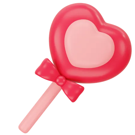 Heart Shaped Lollipop  3D Icon