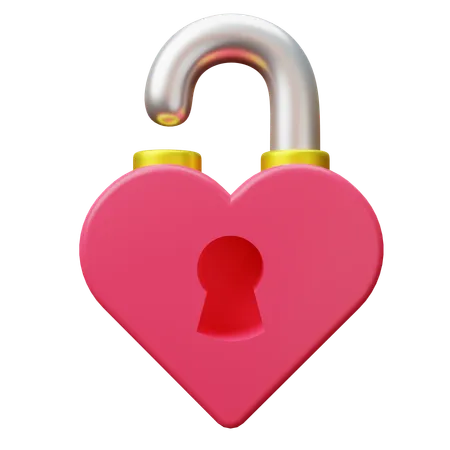 Heart Shaped Padlock 3 D Illustration 3D Icon