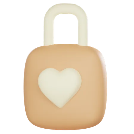 Heart Shaped Padlock  3D Icon