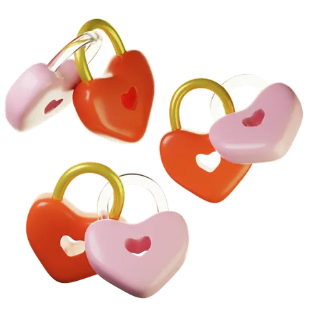 3 D Heart Shaped Padlock On Three Points Of View 3D Icon