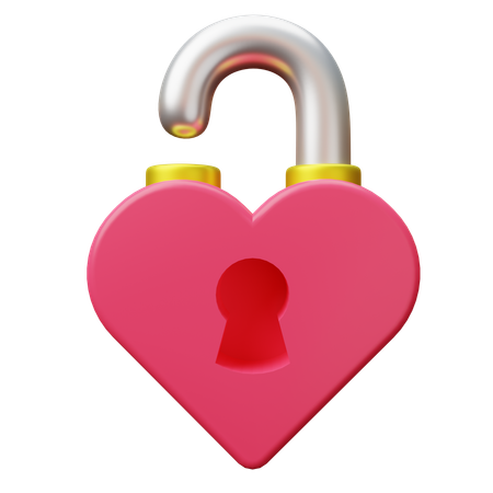 Heart Shaped Padlock  3D Icon