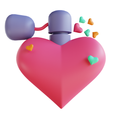 Heart shaped perfume 3D Illustration