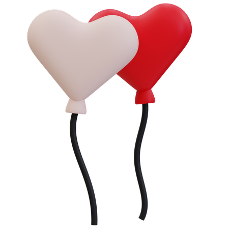 Heart-Shaped Wedding Balloons  3D Icon