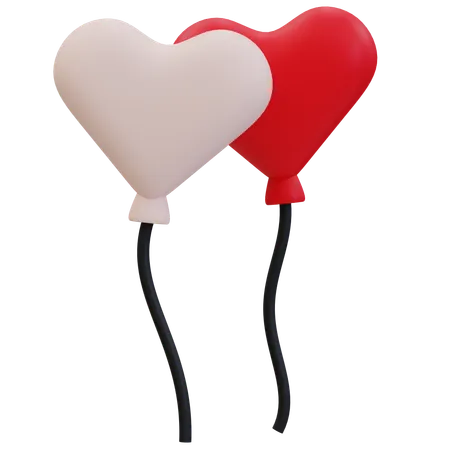 Heart-Shaped Wedding Balloons  3D Icon