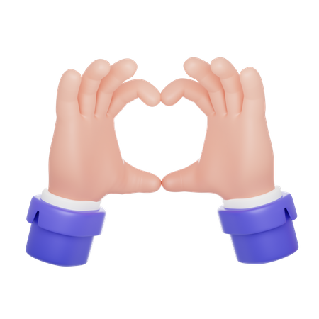 Heart Sign Hand Gesture  3D Icon