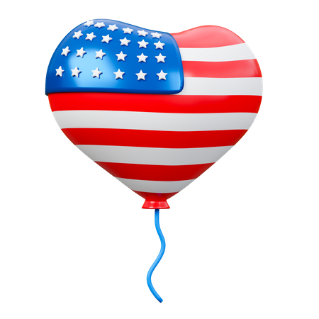 Heart Usa Balloons  3D Icon