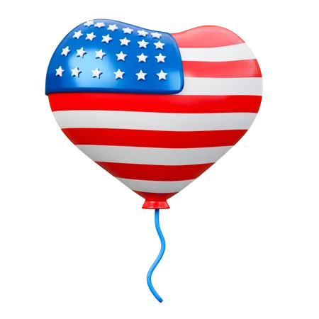 Fourth Of July Party Heart Shaped Balloon 3 D Icon 3D Icon
