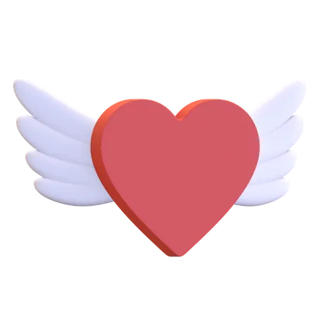Heart Wing Love Icon Valentine Day Symbol 3 D Render Illustration 3D Illustration