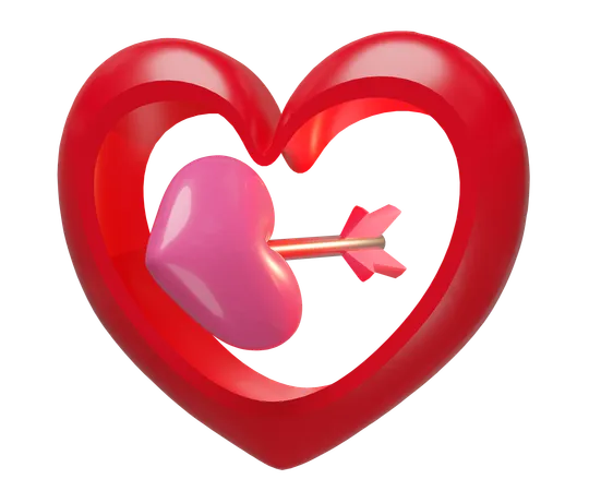 Heart with a hole arrow  3D Icon