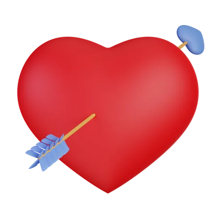 Red Heart With Arrow 3D Icon