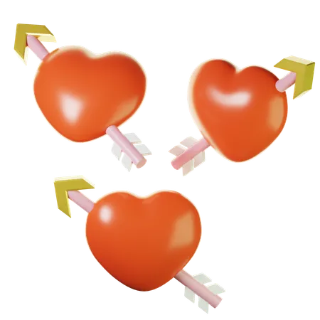 3 D Heart With Arrows On Three Points Of View 3D Icon