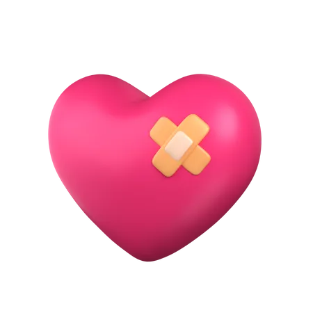 Heart With Bandage Valentine 3 D Icon 3D Icon