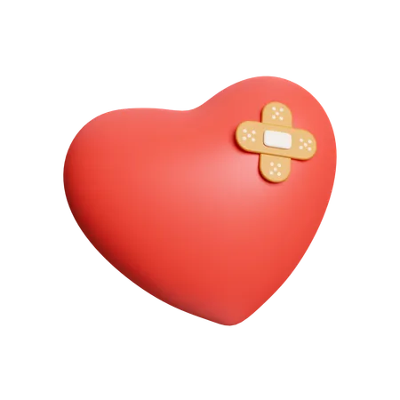 Heart With Bandage  3D Icon