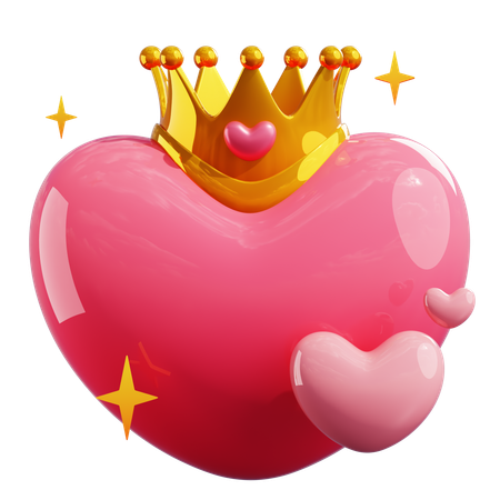 HEART WITH CROWN  3D Icon