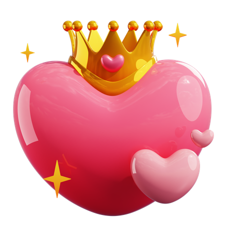 HEART WITH CROWN  3D Icon