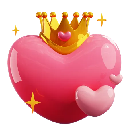 HEART WITH CROWN  3D Icon