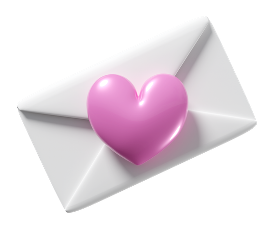 Heart With Envelope  3D Icon