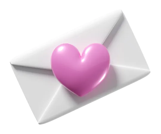 Heart With Envelope  3D Icon