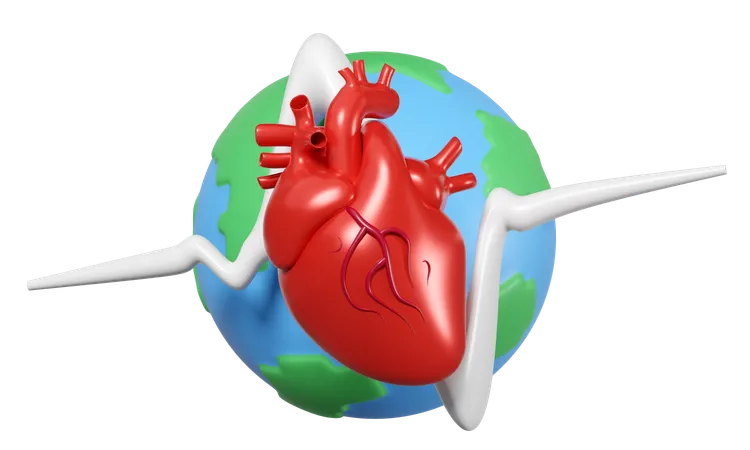 Heart With Globe  3D Icon