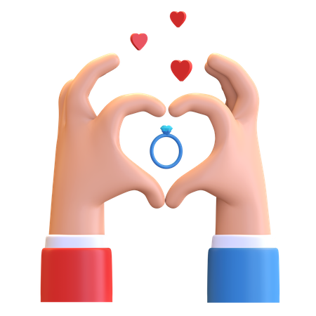 Heart with hands 3D Illustration