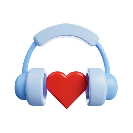 Heart With Headset  3D Illustration