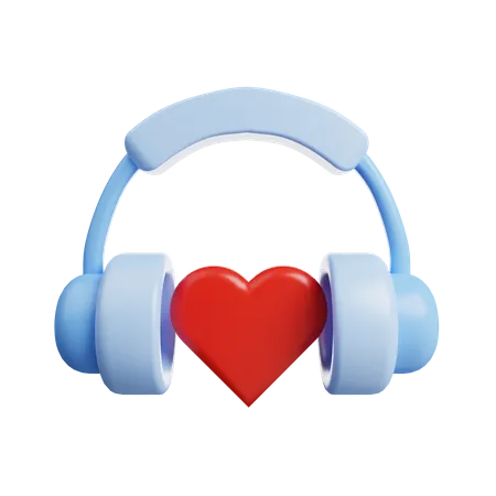 Heart With Headset  3D Illustration