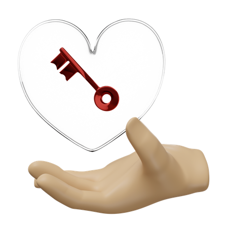 Heart With Key  3D Icon