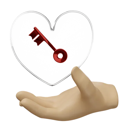 Heart With Key  3D Icon