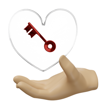 Heart With Key  3D Icon