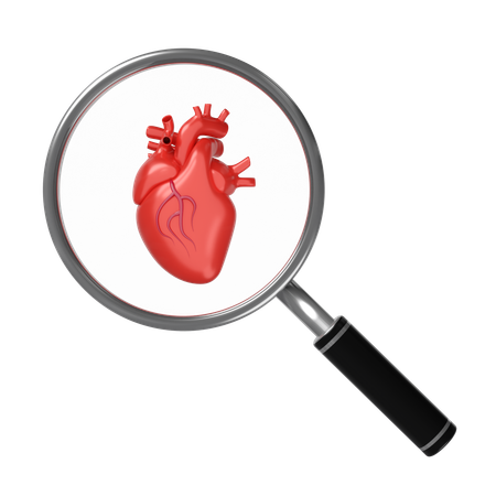 Heart With Magnifying Glass  3D Icon