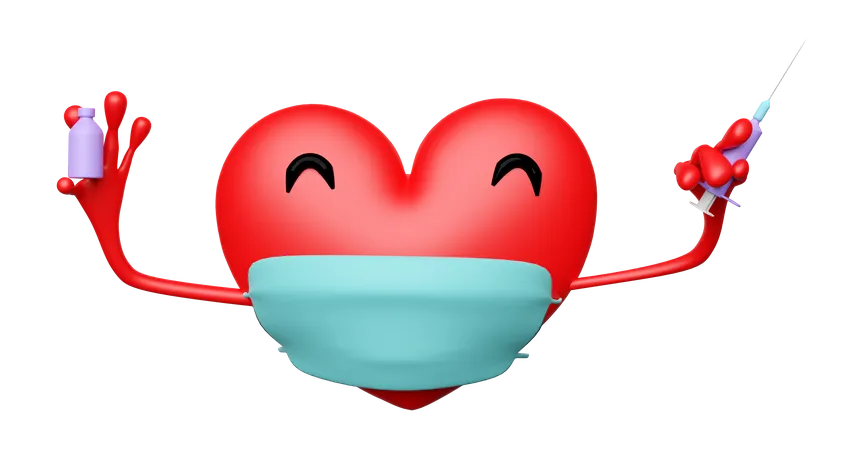 Heart With Mask  3D Icon