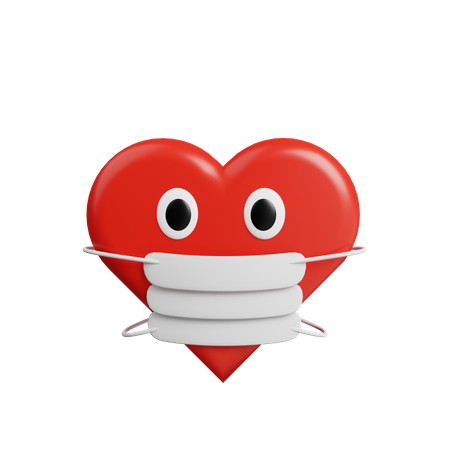 Heart with mask  3D Illustration