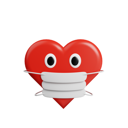 Heart with mask 3D Illustration