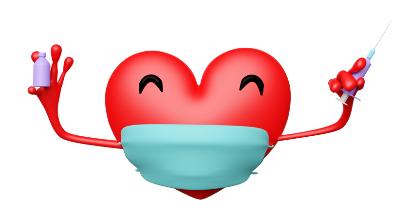Heart With Mask  3D Icon