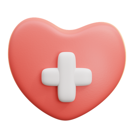 Heart With Medical Cross  3D Icon
