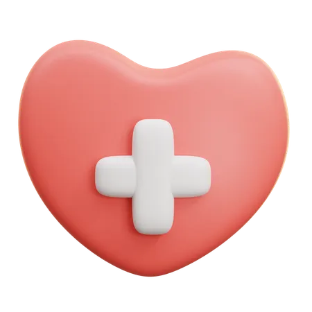 Heart With Medical Cross  3D Icon