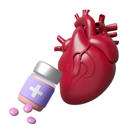 Heart With Medicine Bottle  3D Icon