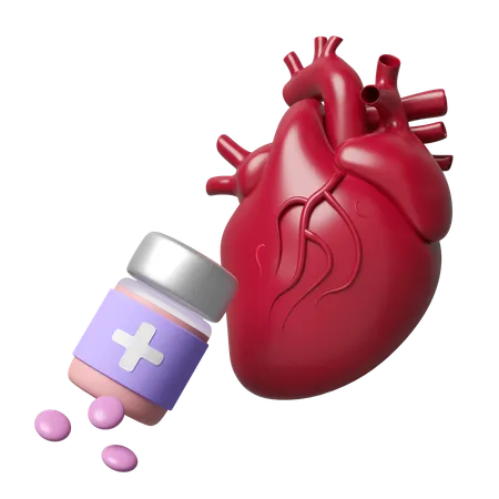 Heart With Medicine Bottle  3D Icon