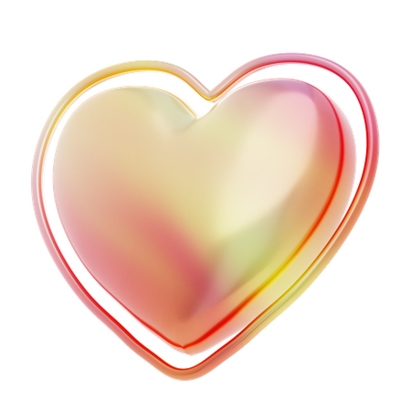 Heart With Outline Shape  3D Icon