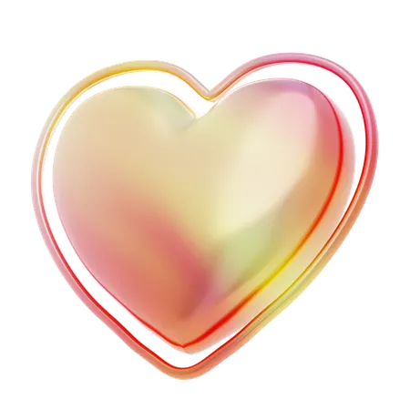 Heart With Outline Shape  3D Icon