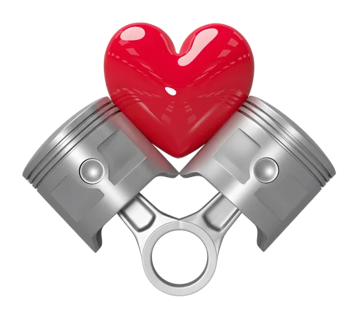 Heart With Pistons  3D Illustration