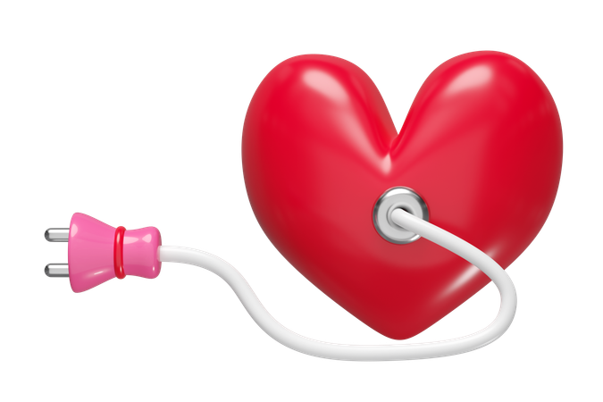 Heart with plug  3D Icon