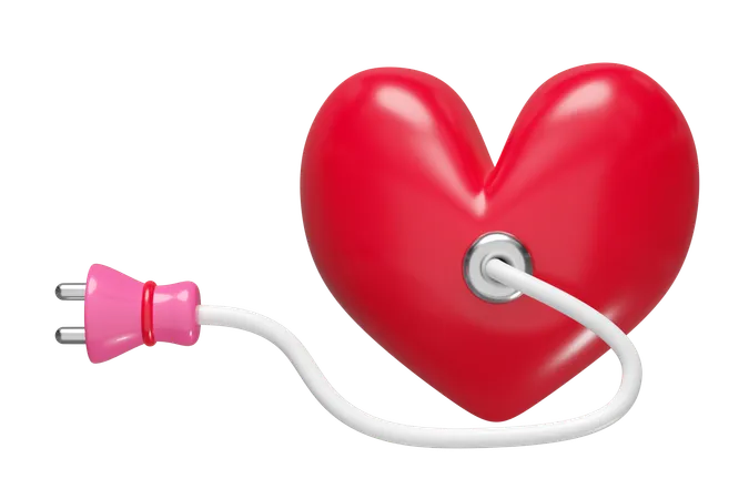 Heart with plug  3D Icon