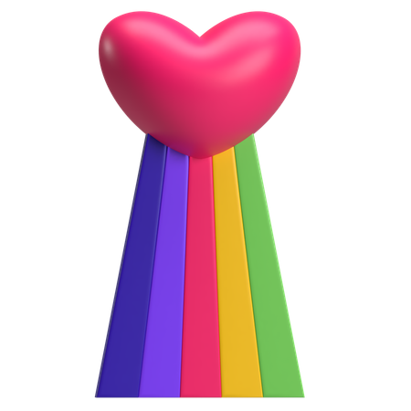 Heart With Rainbow  3D Icon