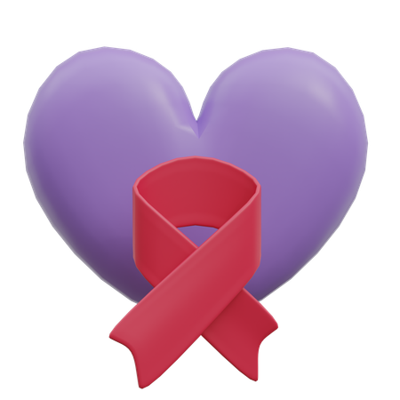 Heart With Ribbon  3D Icon