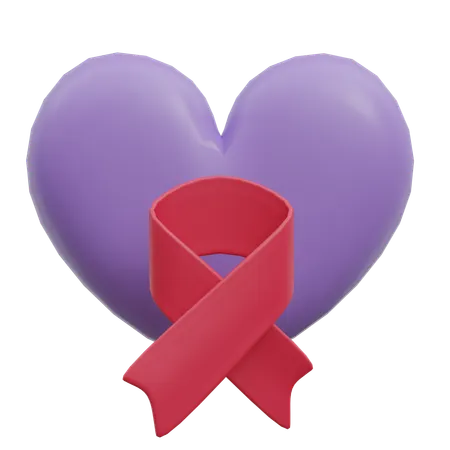 Heart With Ribbon  3D Icon